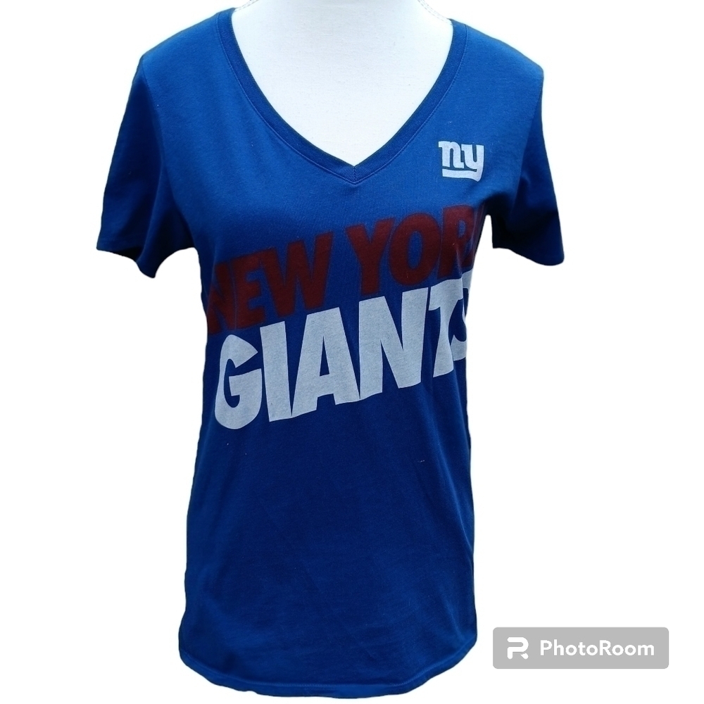 Nike Womens Size M Blue New York Giants NYG Nfl V Neck Tee T Shirt
